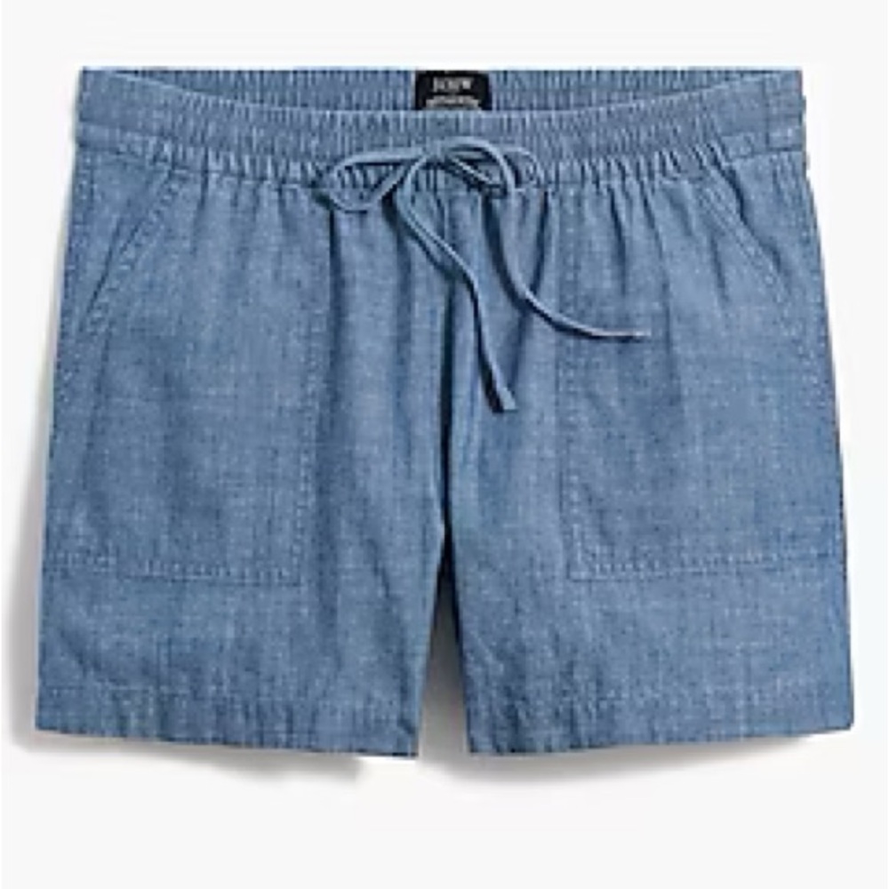 NWT J. Crew Chambray Drawstring Shorts Blue Cotton XXL